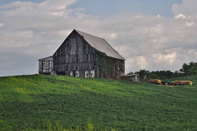 old barn on hill